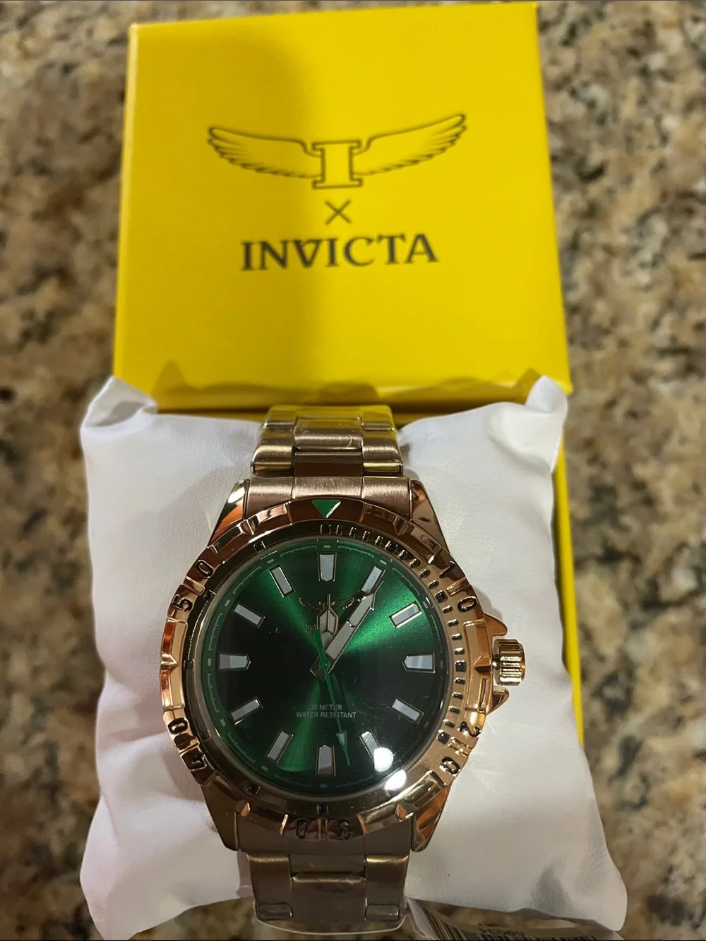 Invicta Gold-Tone Watch with Green Dial